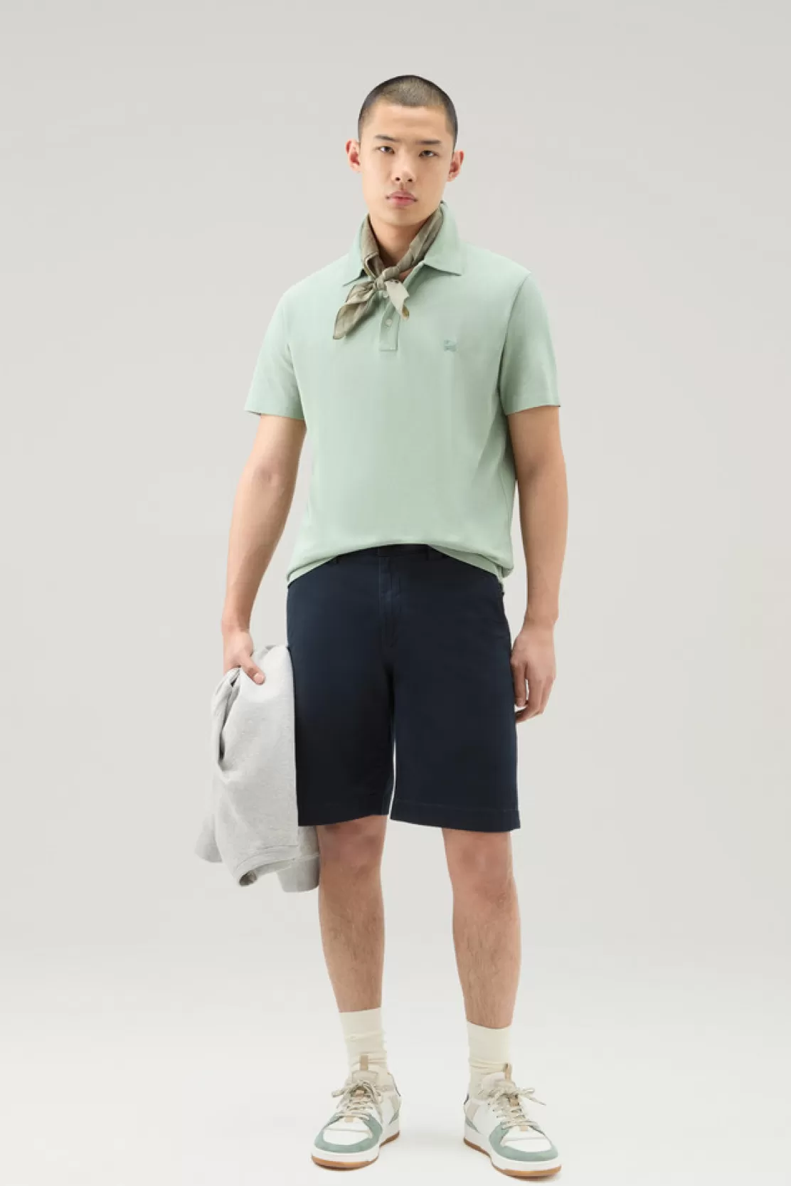 Woolrich Stückgefärbte Chino-Shorts Aus Stretch-Baumwolle Melton Blue Cheap