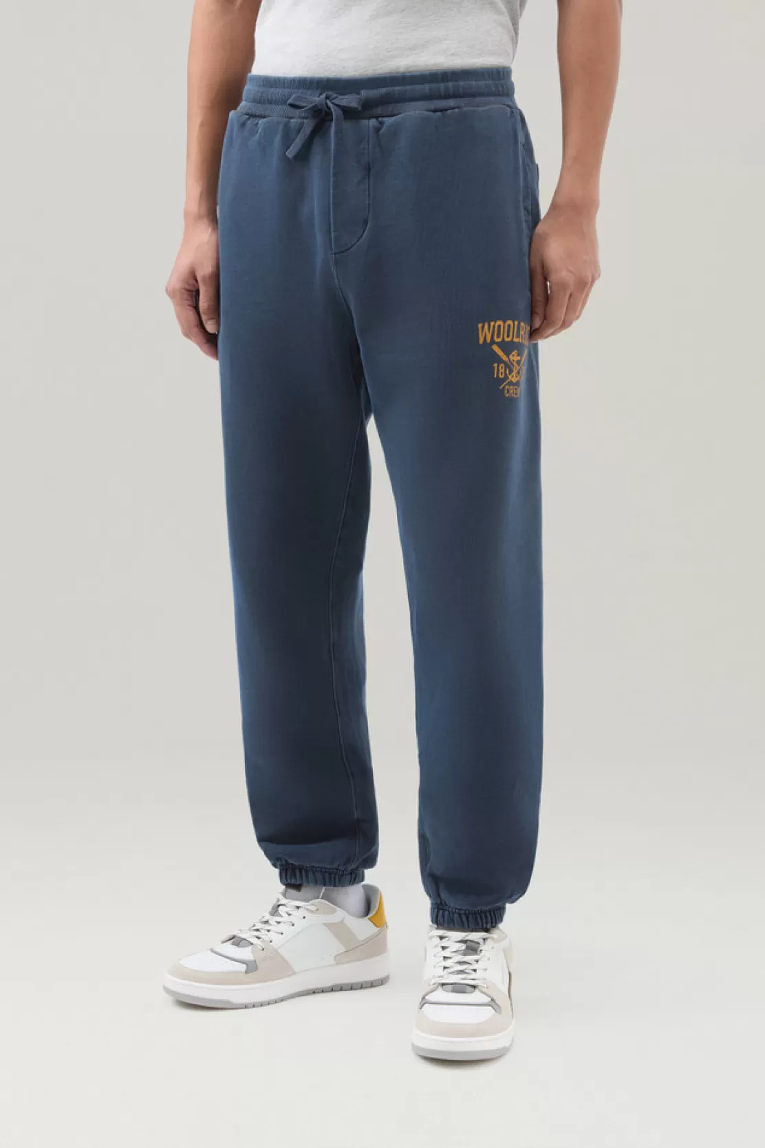 Woolrich Stückgefärbte Jogginghose Aus Reiner Gebürsteter Baumwolle Melton Blue Clearance