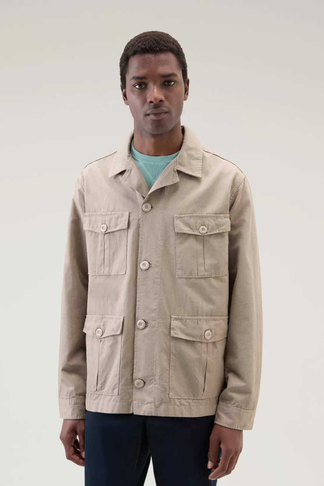 Woolrich Stückgefärbte Safari-Overshirt Aus Baumwoll-Leinen-Mischung Rope Cheap