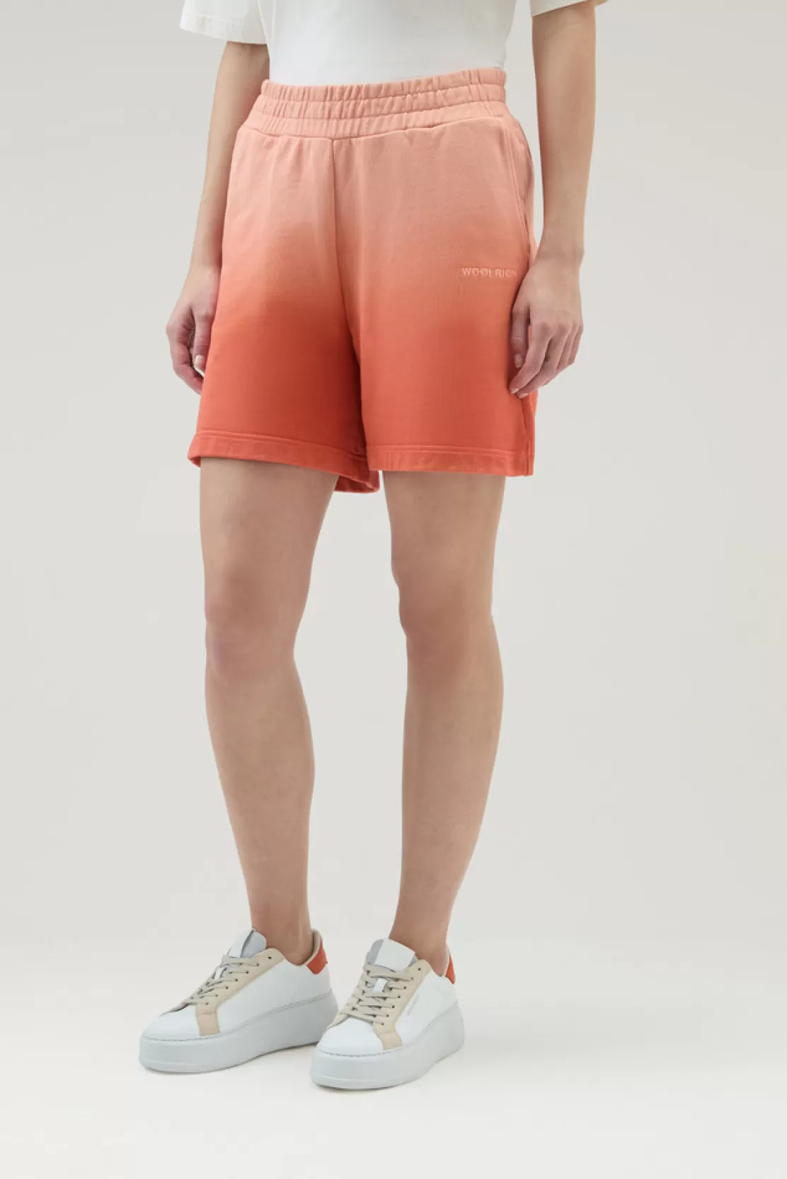 Woolrich Stückgefärbte Shorts Aus Gebürsteter Baumwolle Mit Farbverläufen Coral Sand Best