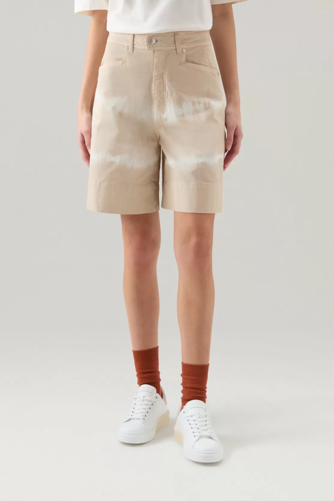 Woolrich Stückgefärbte Shorts Aus Stretch-Baumwolltwill Light Oak Clearance