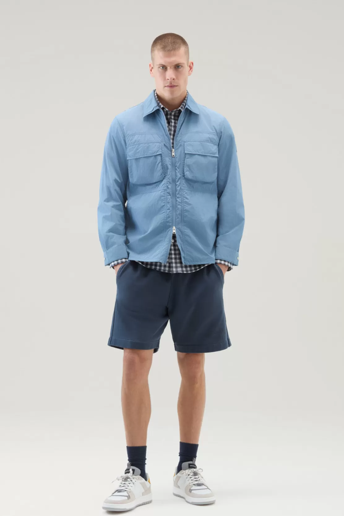 Woolrich Stückgefärbte Sportshorts Aus Reinem Baumwollfleece Melton Blue Best