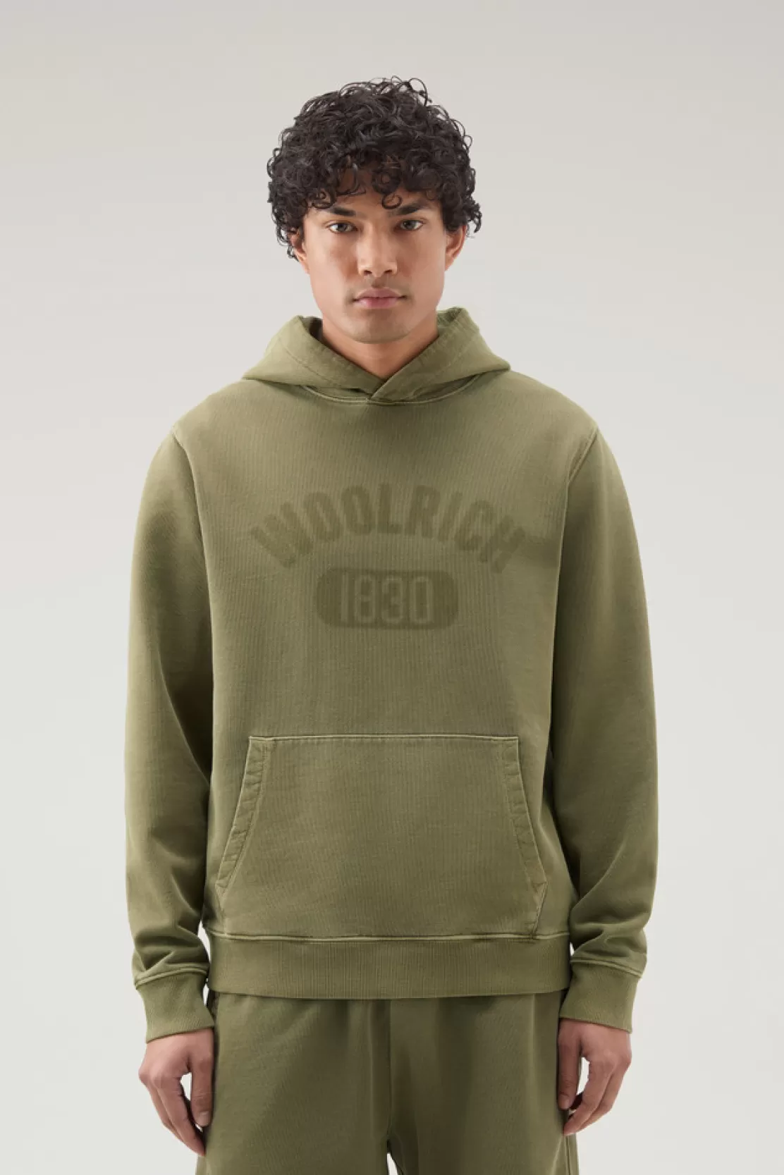 Woolrich Stückgefärbter 1830-Hoodie Aus Reiner Baumwolle Lake Olive Online