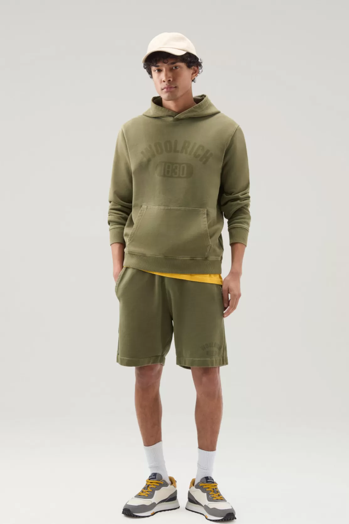 Woolrich Stückgefärbter 1830-Hoodie Aus Reiner Baumwolle Lake Olive Online