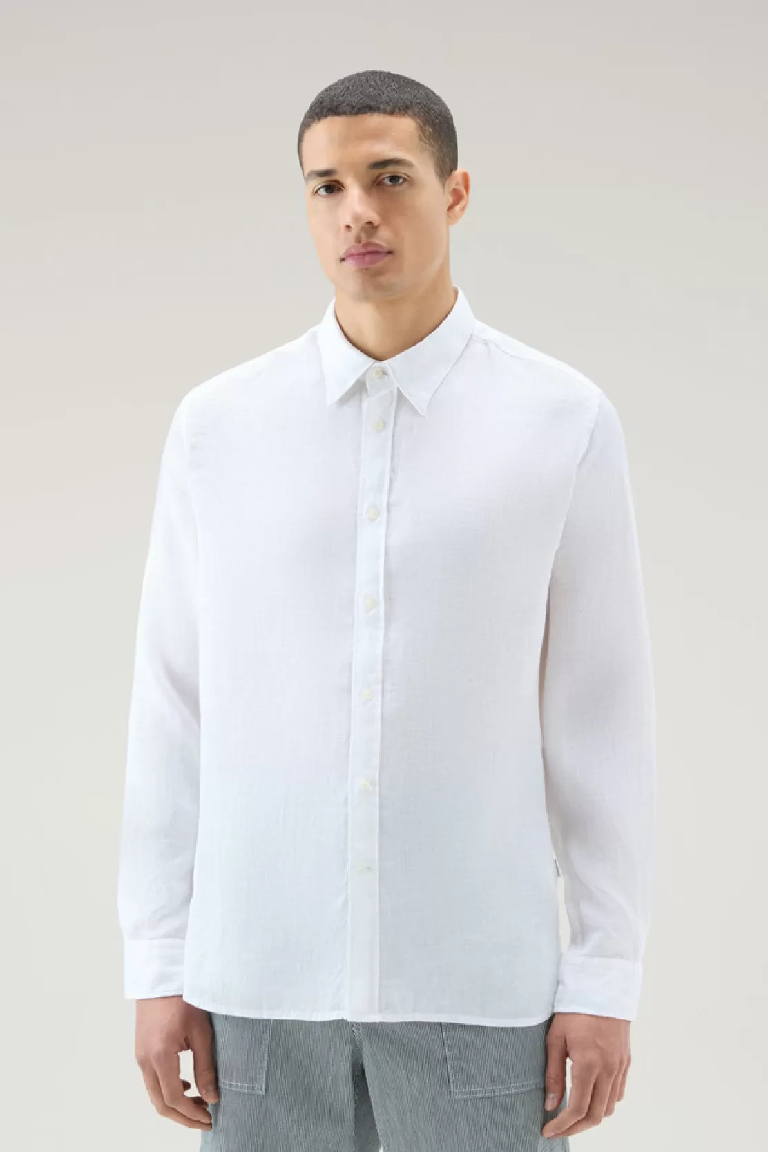 Woolrich Stückgefärbtes Shirt Aus Reinem Leinen Bright White Fashion