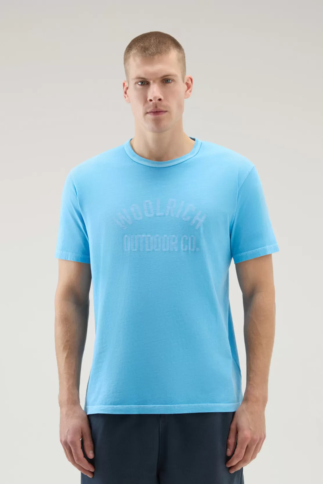 Woolrich Stückgefärbtes T-Shirt Aus Reiner Baumwolle Mit Print Alaskan Blue Sale