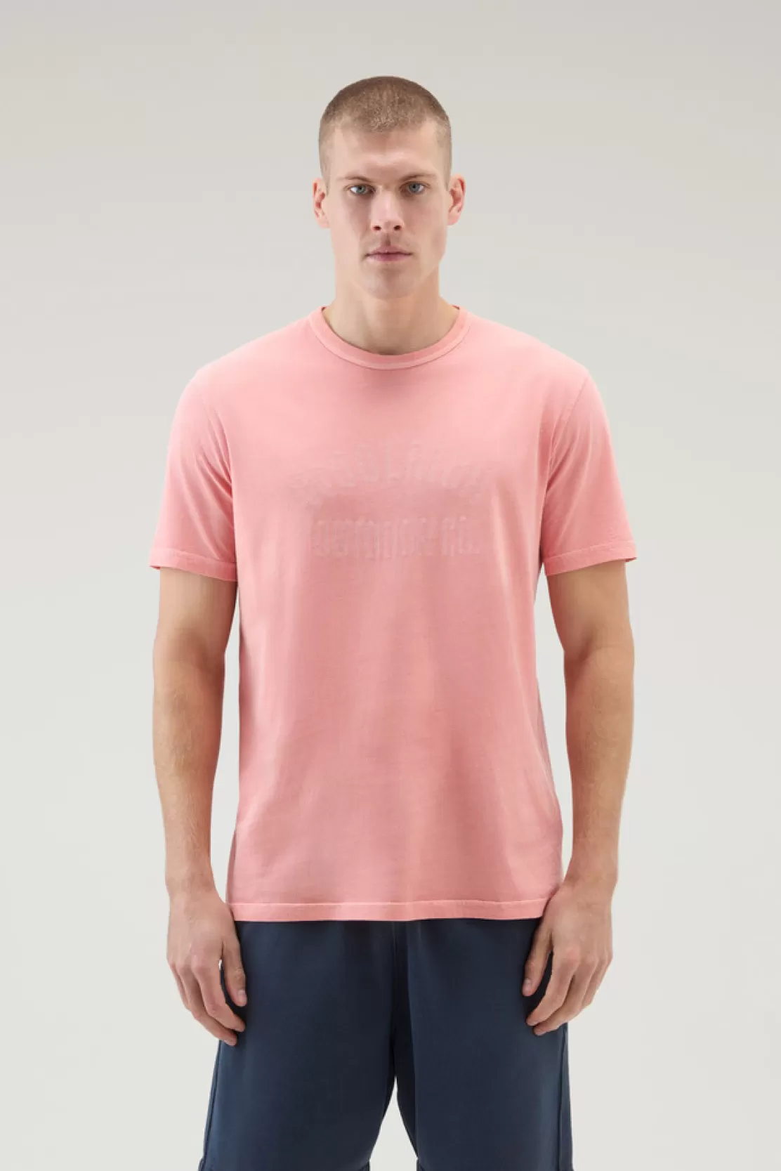 Woolrich Stückgefärbtes T-Shirt Aus Reiner Baumwolle Mit Print Coral Sand Online