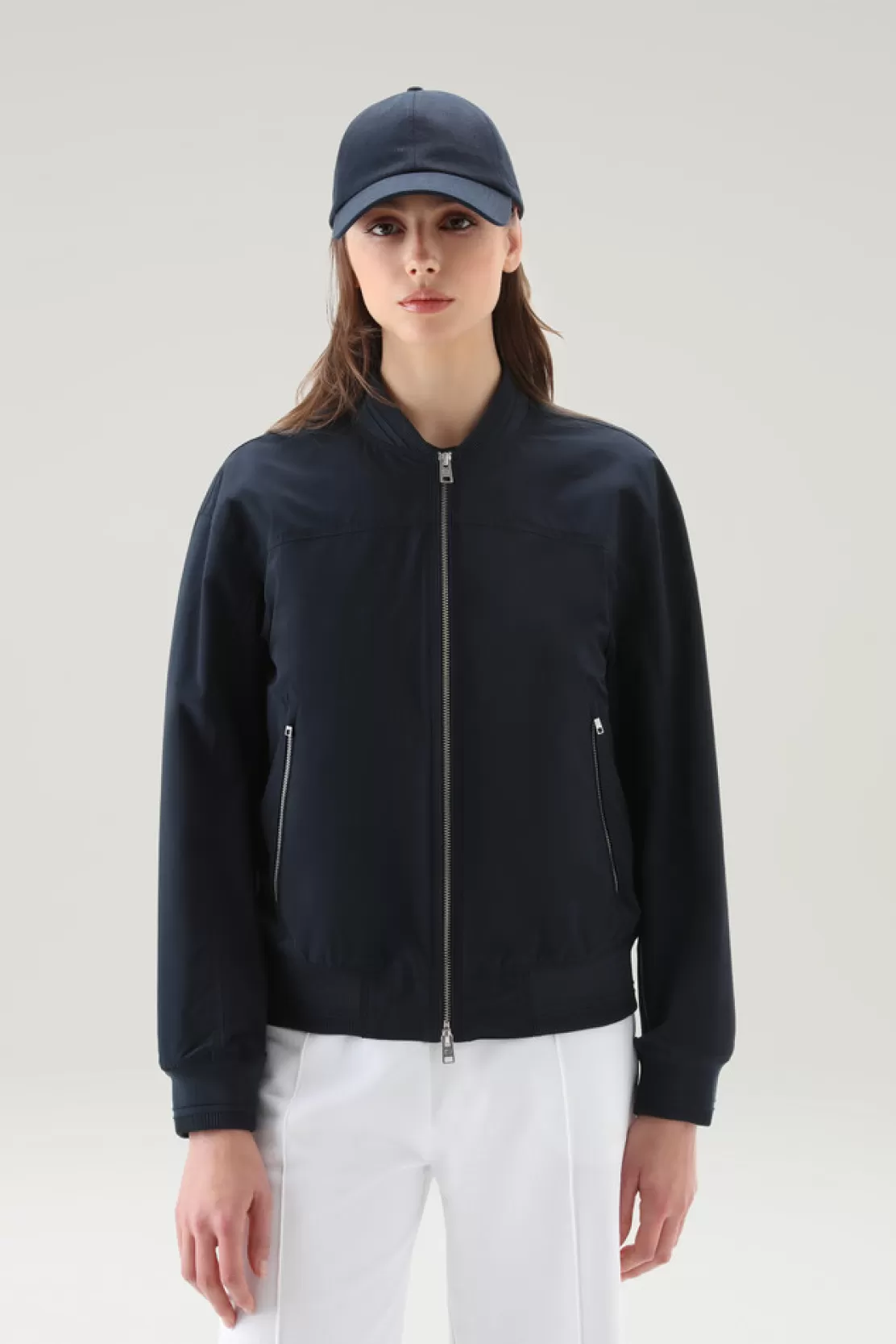 Woolrich Summer-Bomberjacke Aus Urban Touch Melton Blue Hot