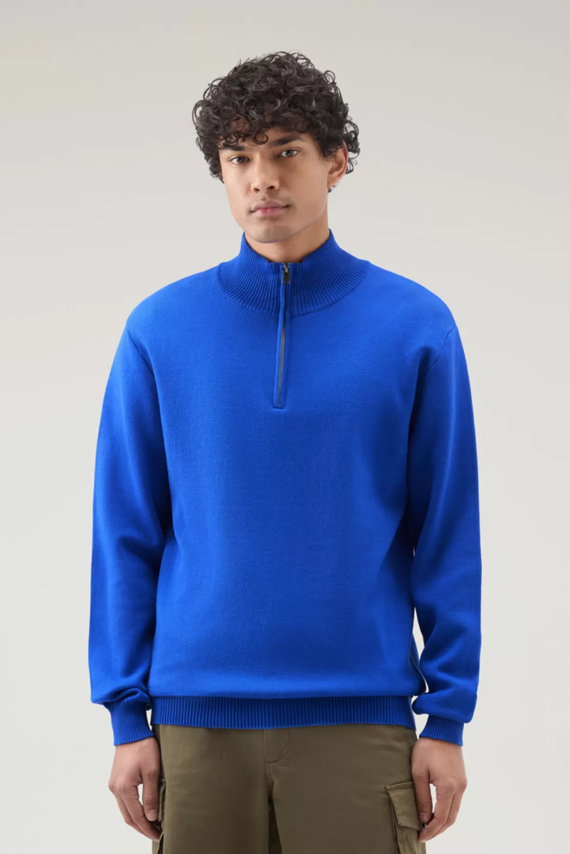 Woolrich Sweater Mit Rollkragen Und Halbem Reißverschluss Snorkel Blue Outlet