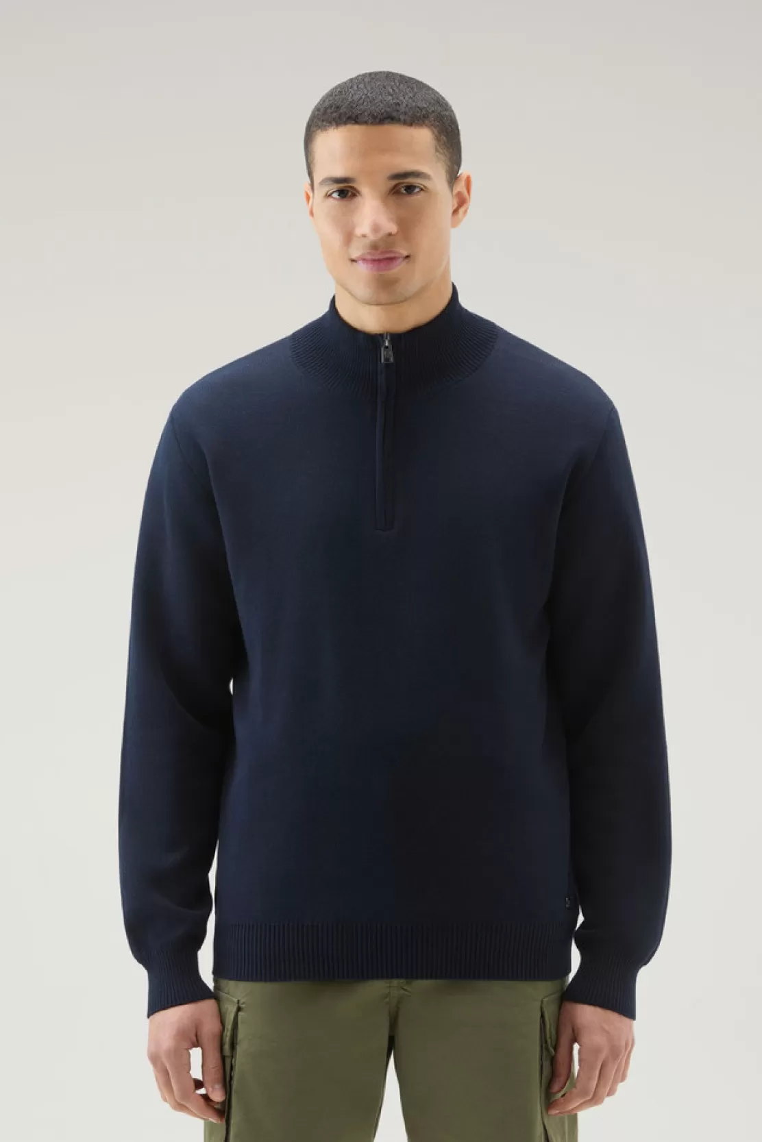 Woolrich Sweater Mit Rollkragen Und Halbem Reißverschluss Melton Blue Discount