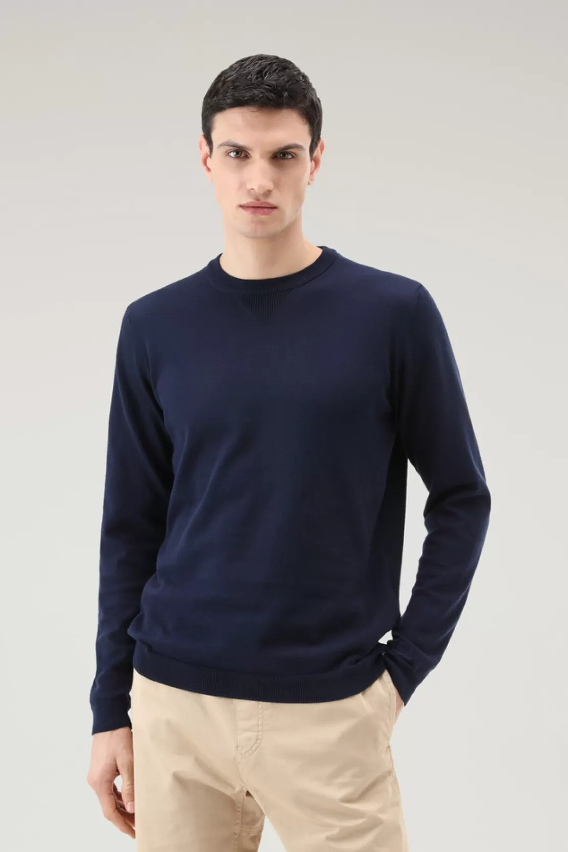 Woolrich Sweater Mit Rundhalsausschnitt Aus Reiner Baumwolle Dark Navy Discount