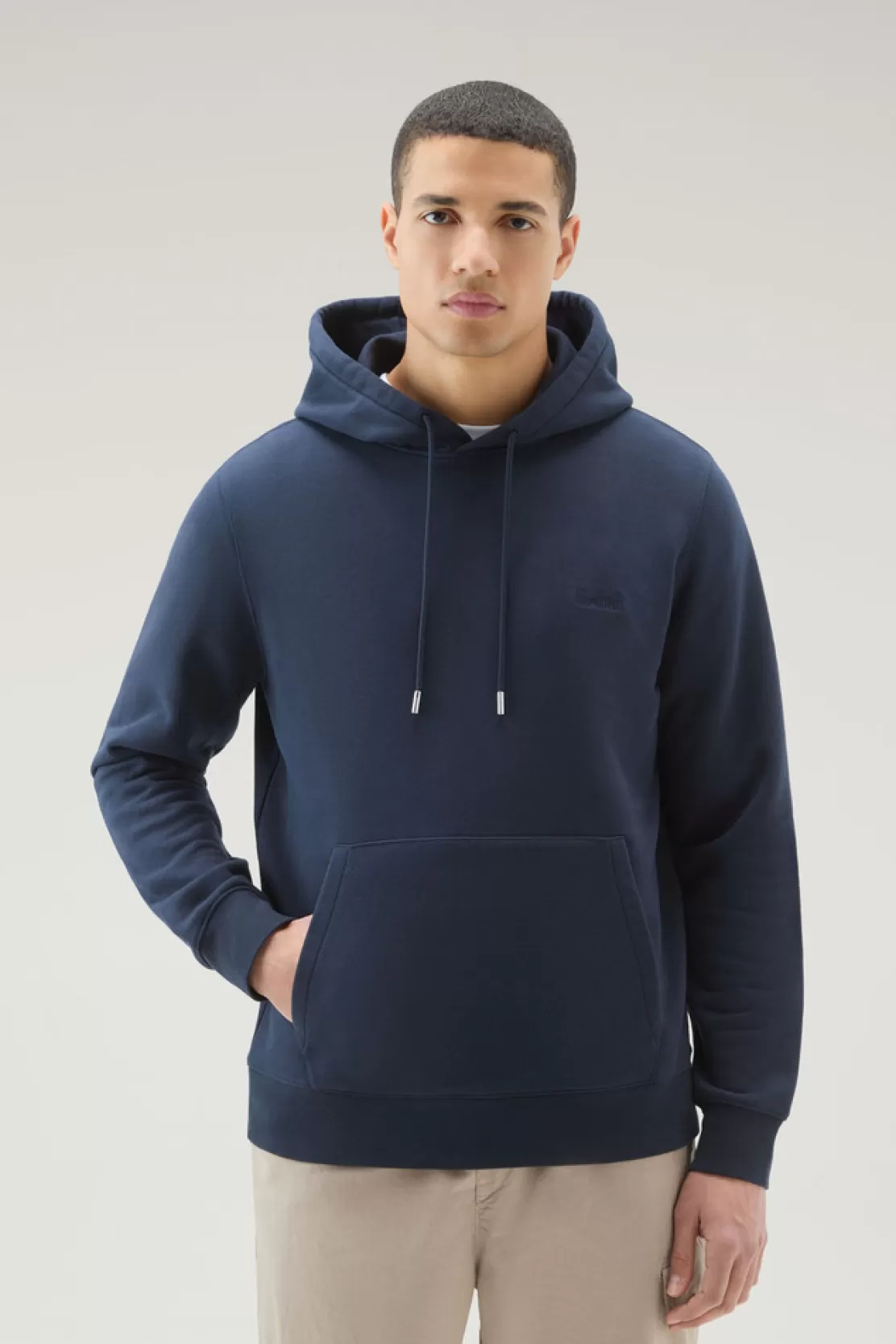 Woolrich Sweatshirt Aus Baumwollmischung Mit Kapuze Und Gesticktem Logo Melton Blue Online