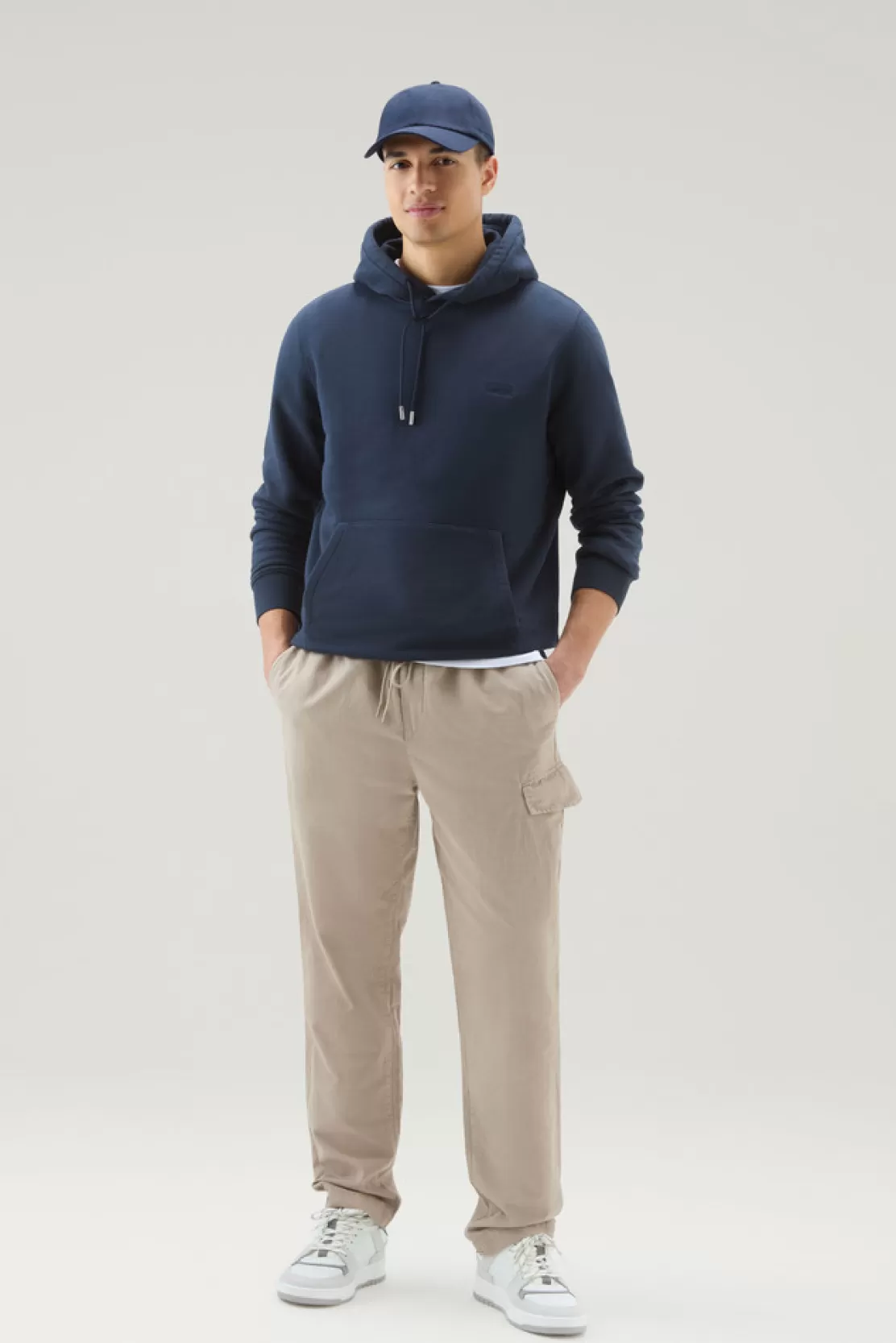 Woolrich Sweatshirt Aus Baumwollmischung Mit Kapuze Und Gesticktem Logo Melton Blue Online