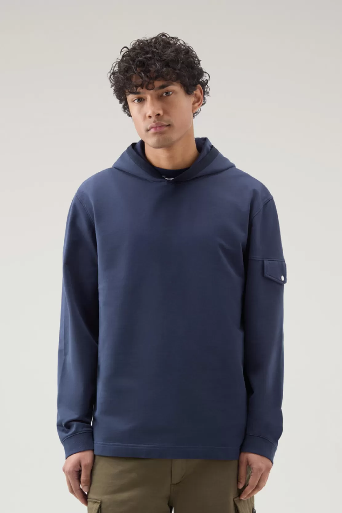 Woolrich Sweatshirt Aus Reiner Baumwolle Mit Kapuze Und Tasche Maritime Blue Best