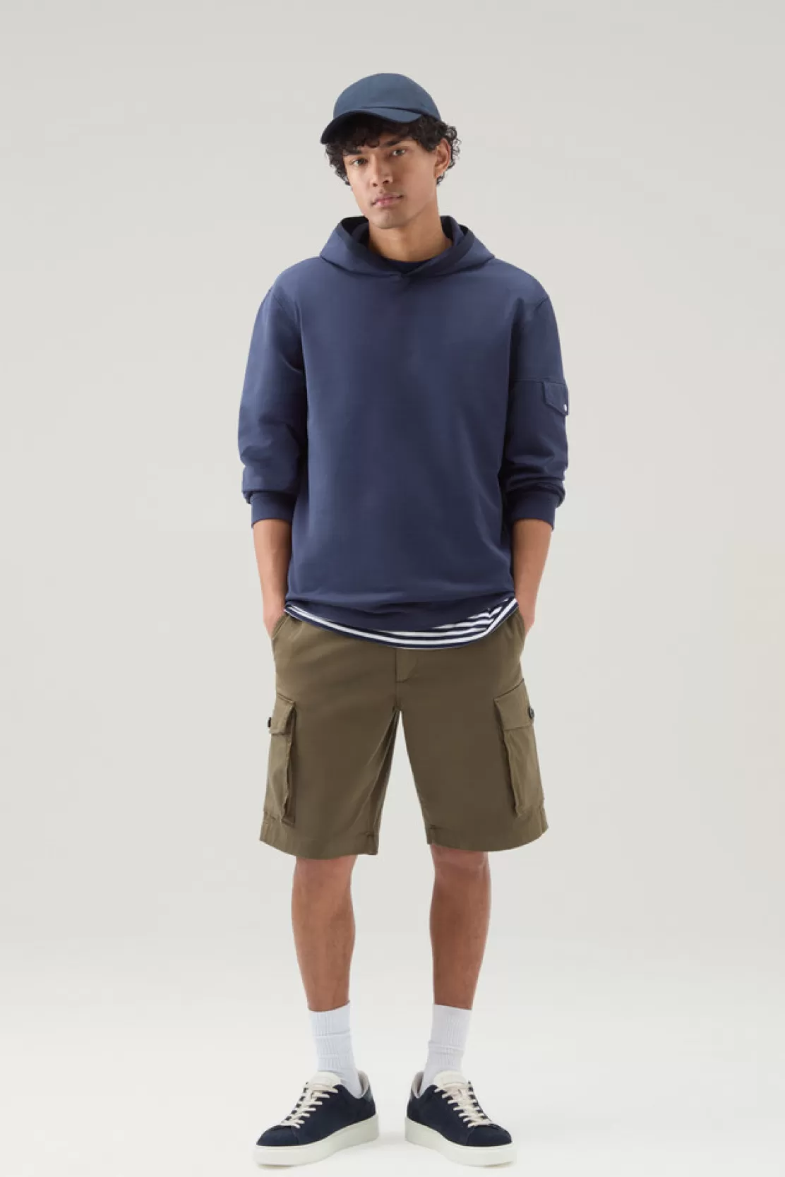 Woolrich Sweatshirt Aus Reiner Baumwolle Mit Kapuze Und Tasche Maritime Blue Best