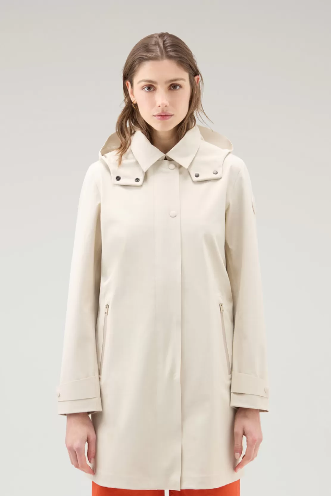 Woolrich Trenchcoat Aus High-Tech-Nylon Mit Abnehmbarer Kapuze Light Oak Discount