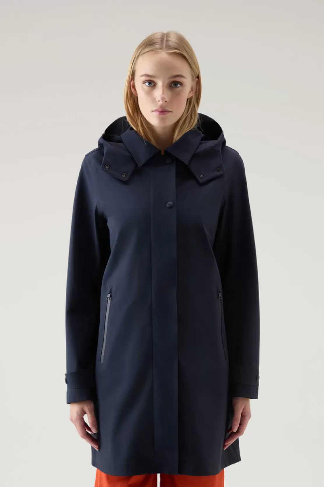 Woolrich Trenchcoat Aus High-Tech-Nylon Mit Abnehmbarer Kapuze Melton Blue Sale