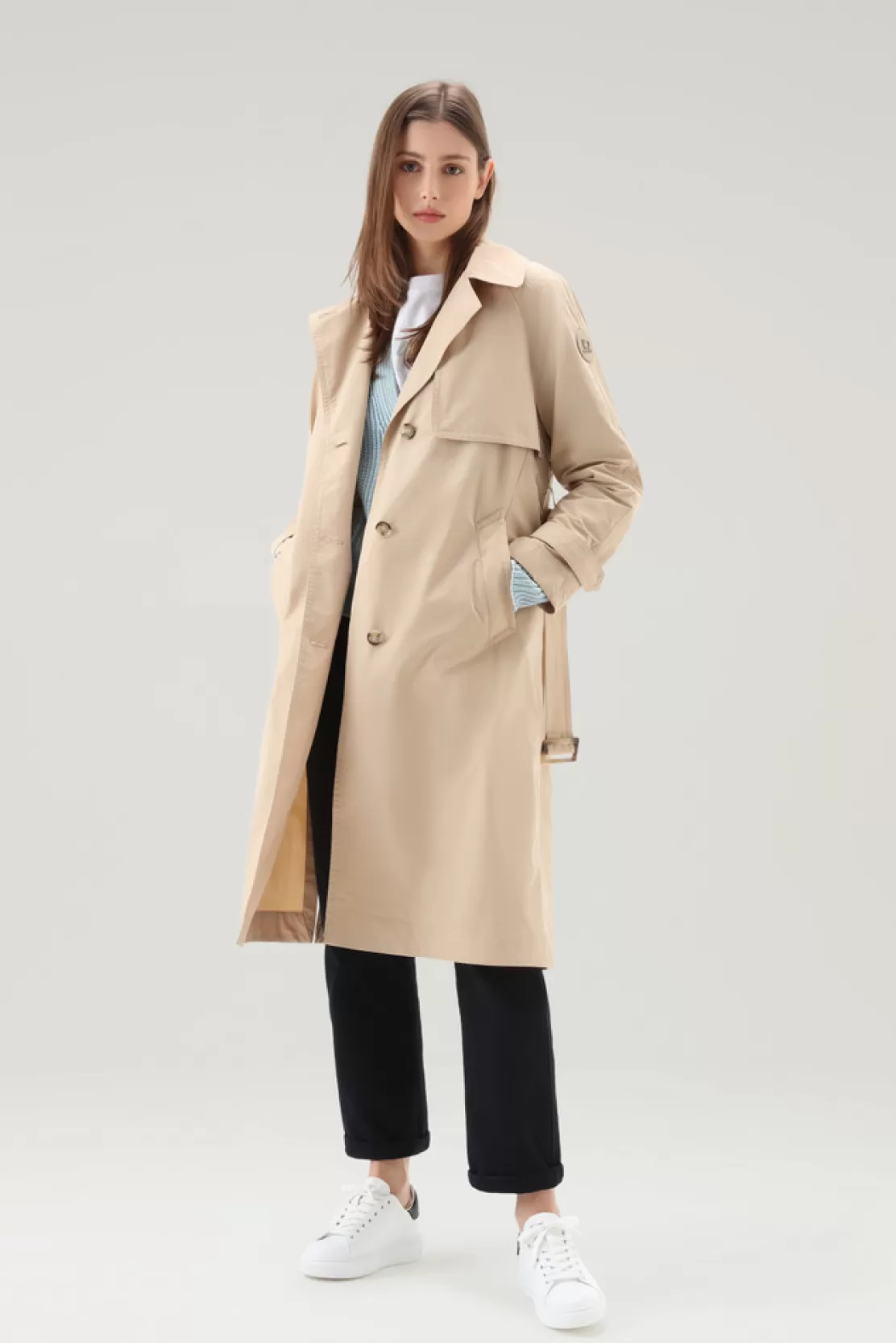 Woolrich Trenchcoat Aus Urban-Touch-Gewebe Mit Taillengürtel Feather Beige Cheap