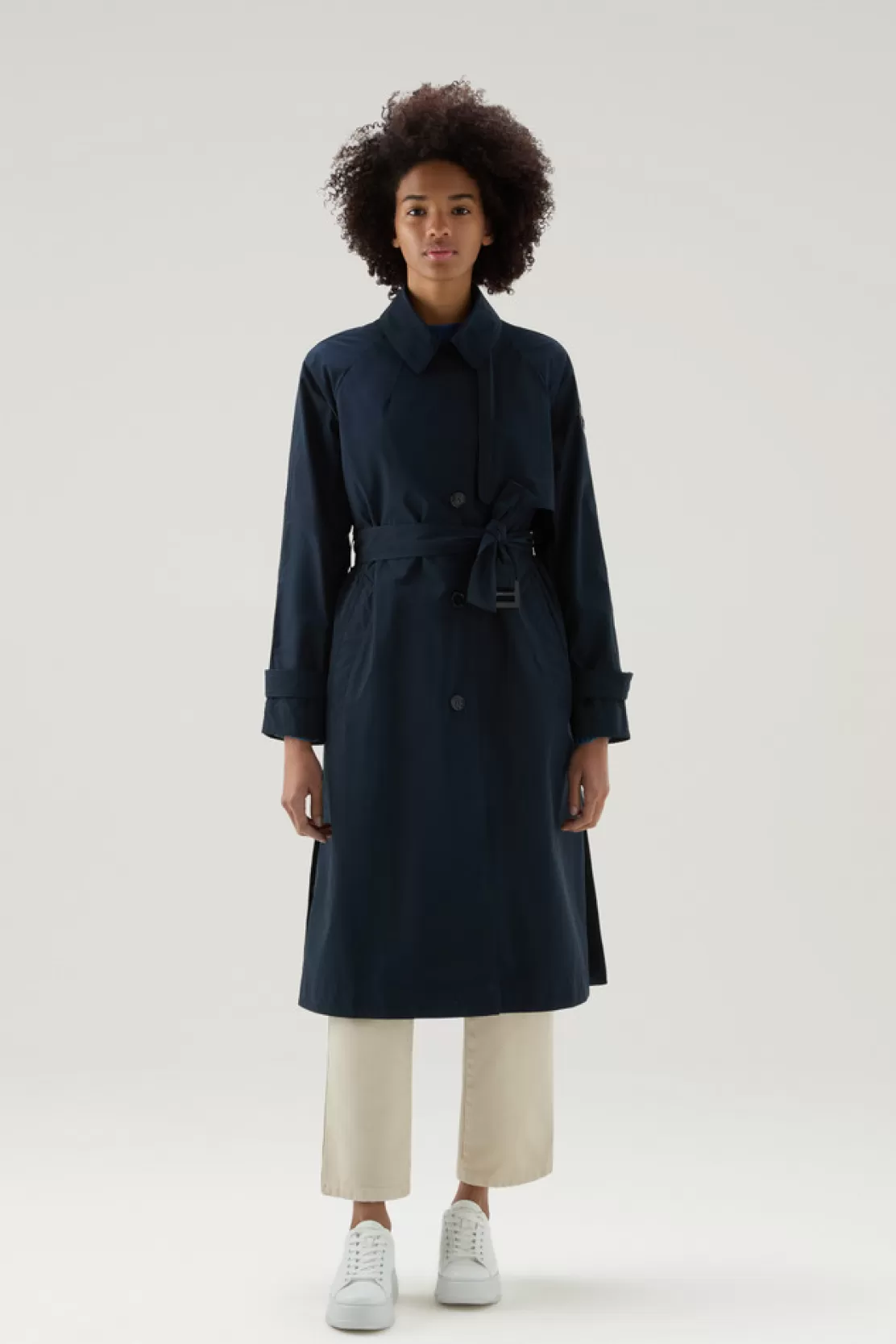 Woolrich Trenchcoat Aus Urban-Touch-Gewebe Mit Taillengürtel Melton Blue Best Sale