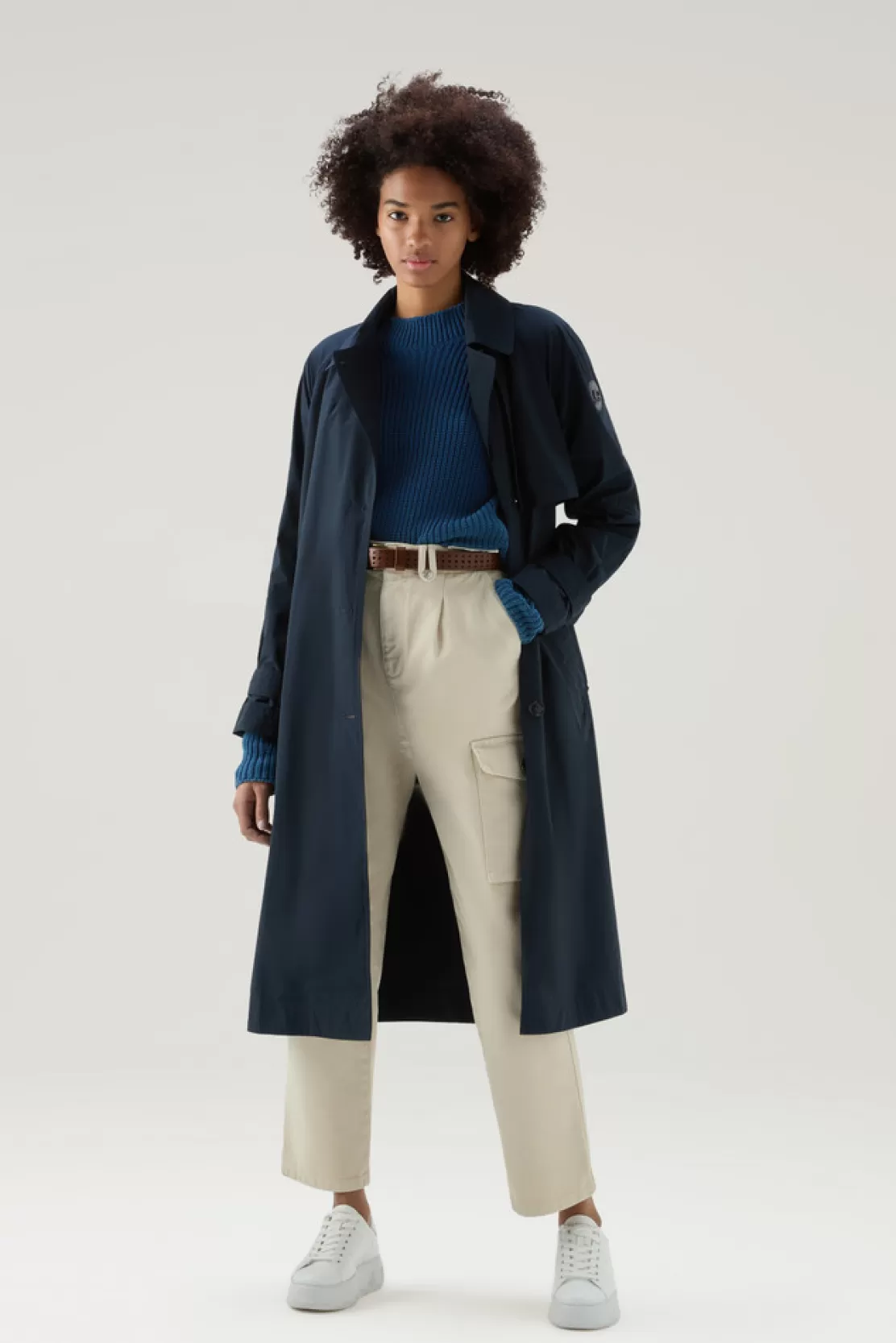 Woolrich Trenchcoat Aus Urban-Touch-Gewebe Mit Taillengürtel Melton Blue Best Sale