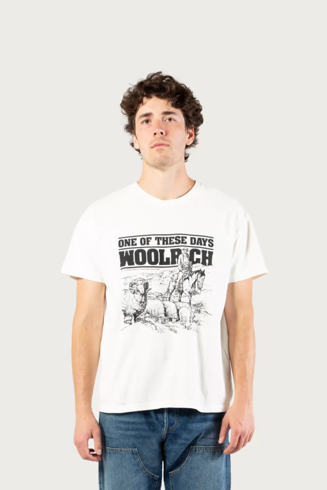 Woolrich T-Shirt Aus Reiner Baumwolle - One Of These Days / Bone Clearance