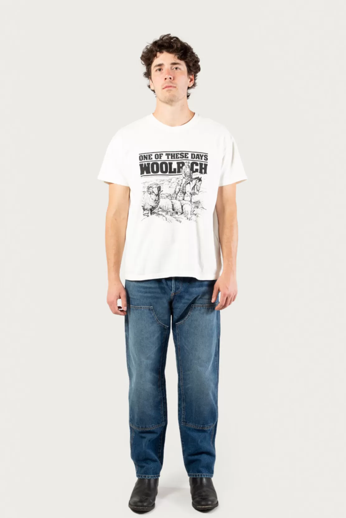 Woolrich T-Shirt Aus Reiner Baumwolle - One Of These Days / Bone Clearance