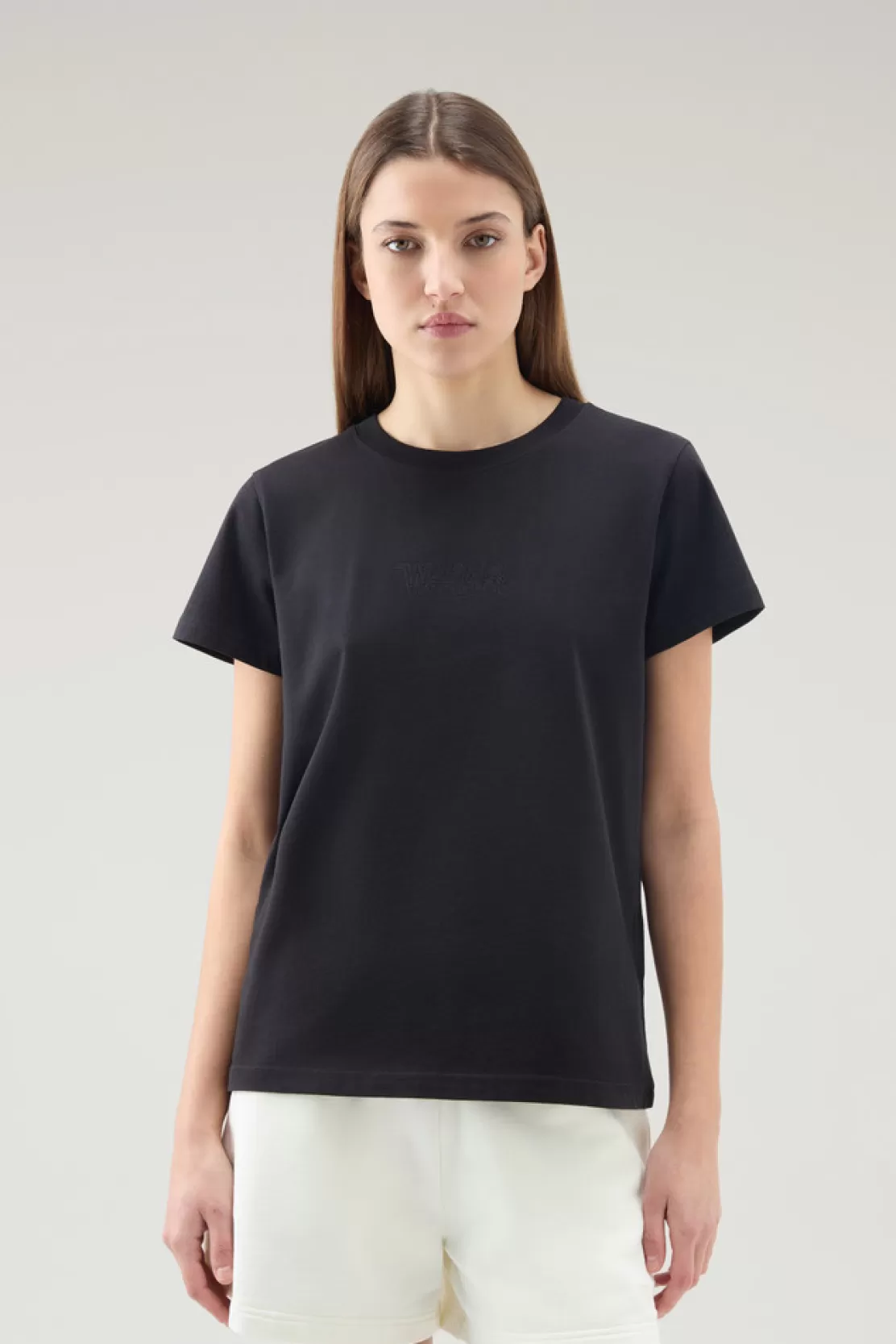 Woolrich T-Shirt Aus Reiner Baumwolle Mit Aufgesticktem Logo Black Best