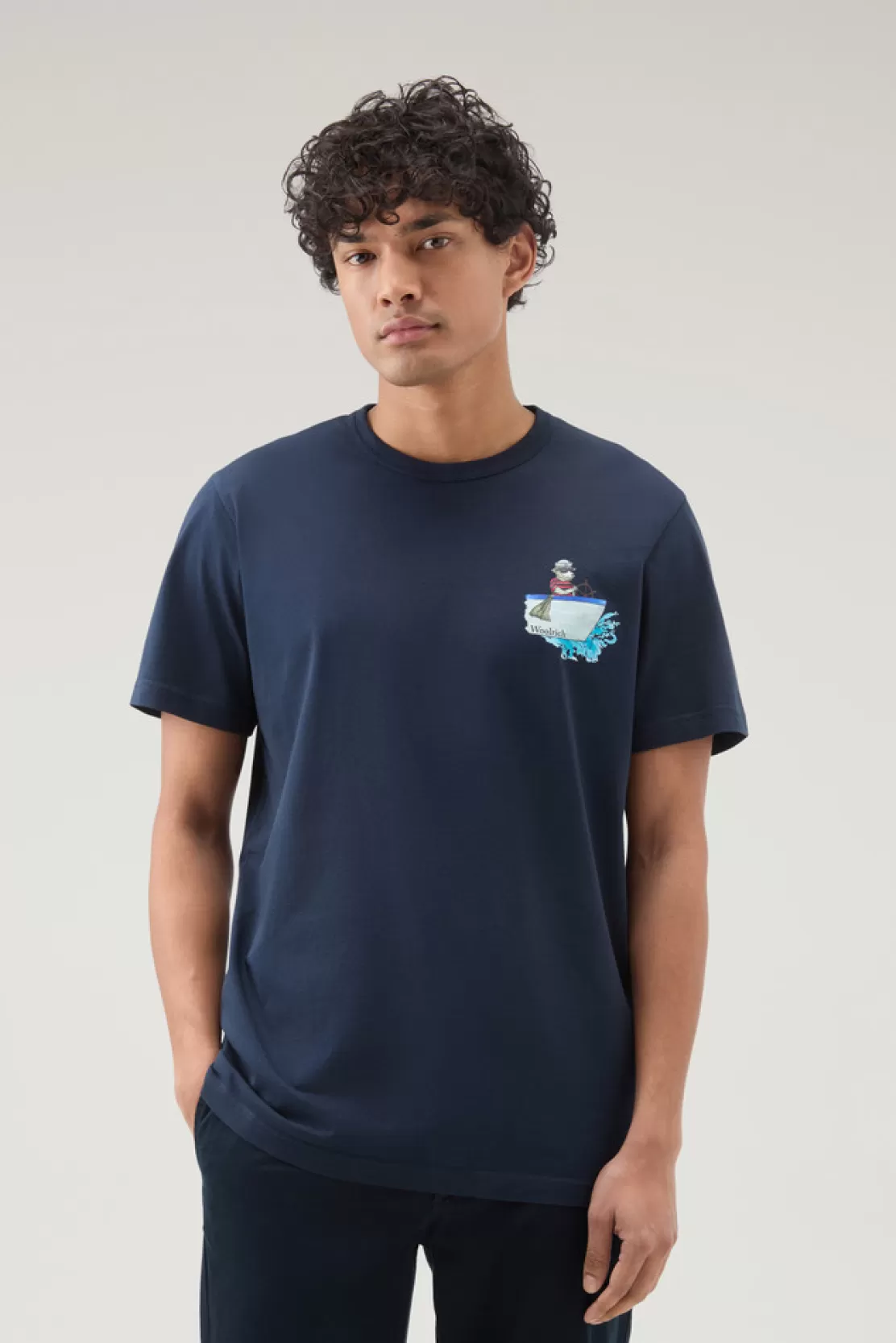 Woolrich T-Shirt Aus Reiner Baumwolle Mit Grafischem Print Melton Blue Best Sale