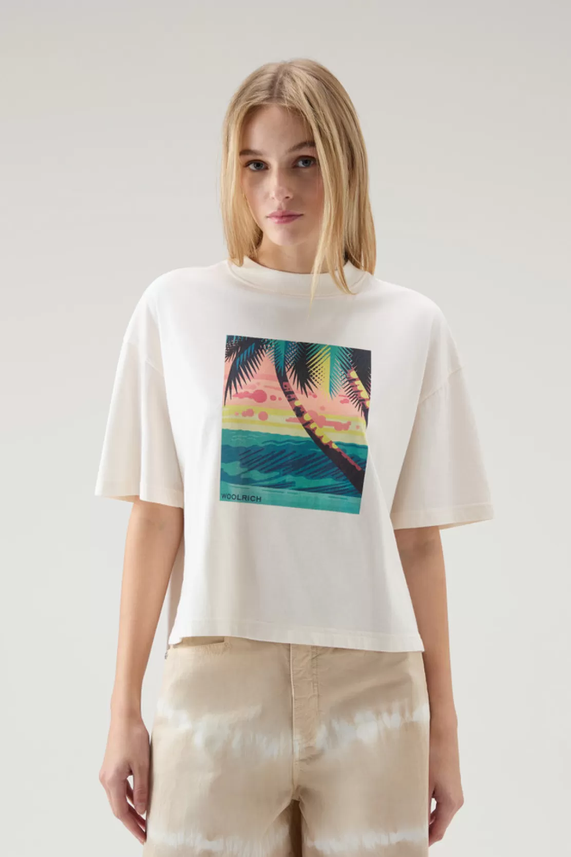 Woolrich T-Shirt Aus Reiner Baumwolle Mit Grafischem Print Plaster White Best