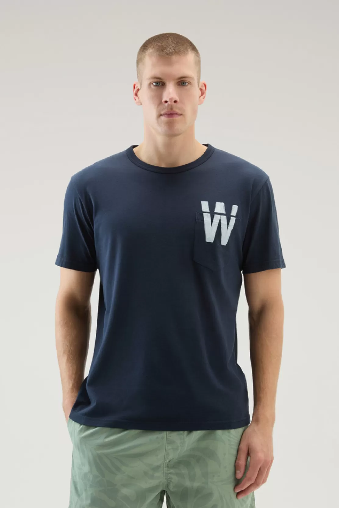 Woolrich T-Shirt Aus Reiner Baumwolle Mit Kleiner Tasche Melton Blue Best Sale