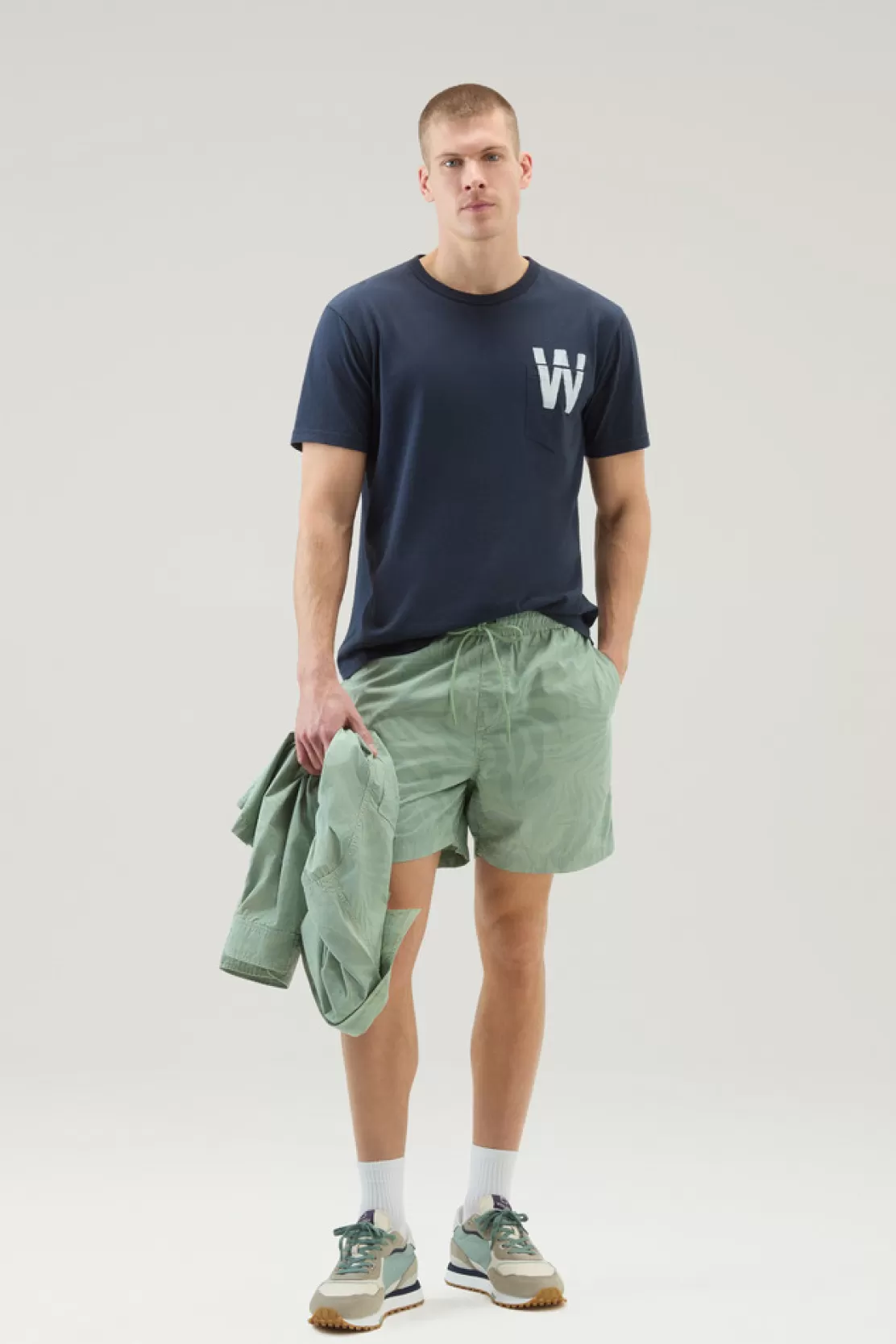 Woolrich T-Shirt Aus Reiner Baumwolle Mit Kleiner Tasche Melton Blue Best Sale