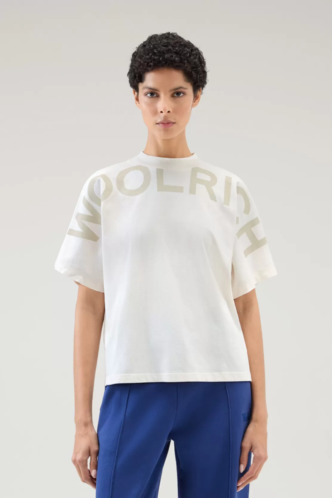 Woolrich T-Shirt Aus Reiner Baumwolle Mit Maxi-Print Plaster White Fashion