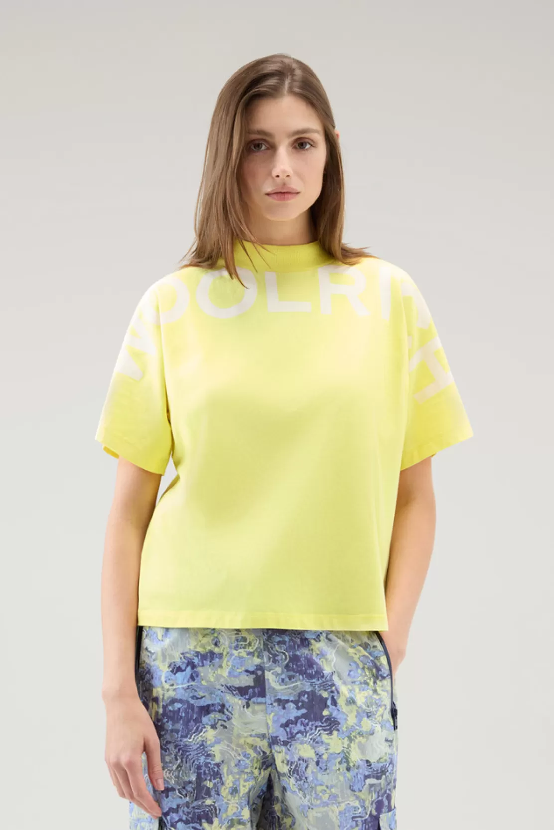 Woolrich T-Shirt Aus Reiner Baumwolle Mit Maxi-Print Sunny Lemon Outlet