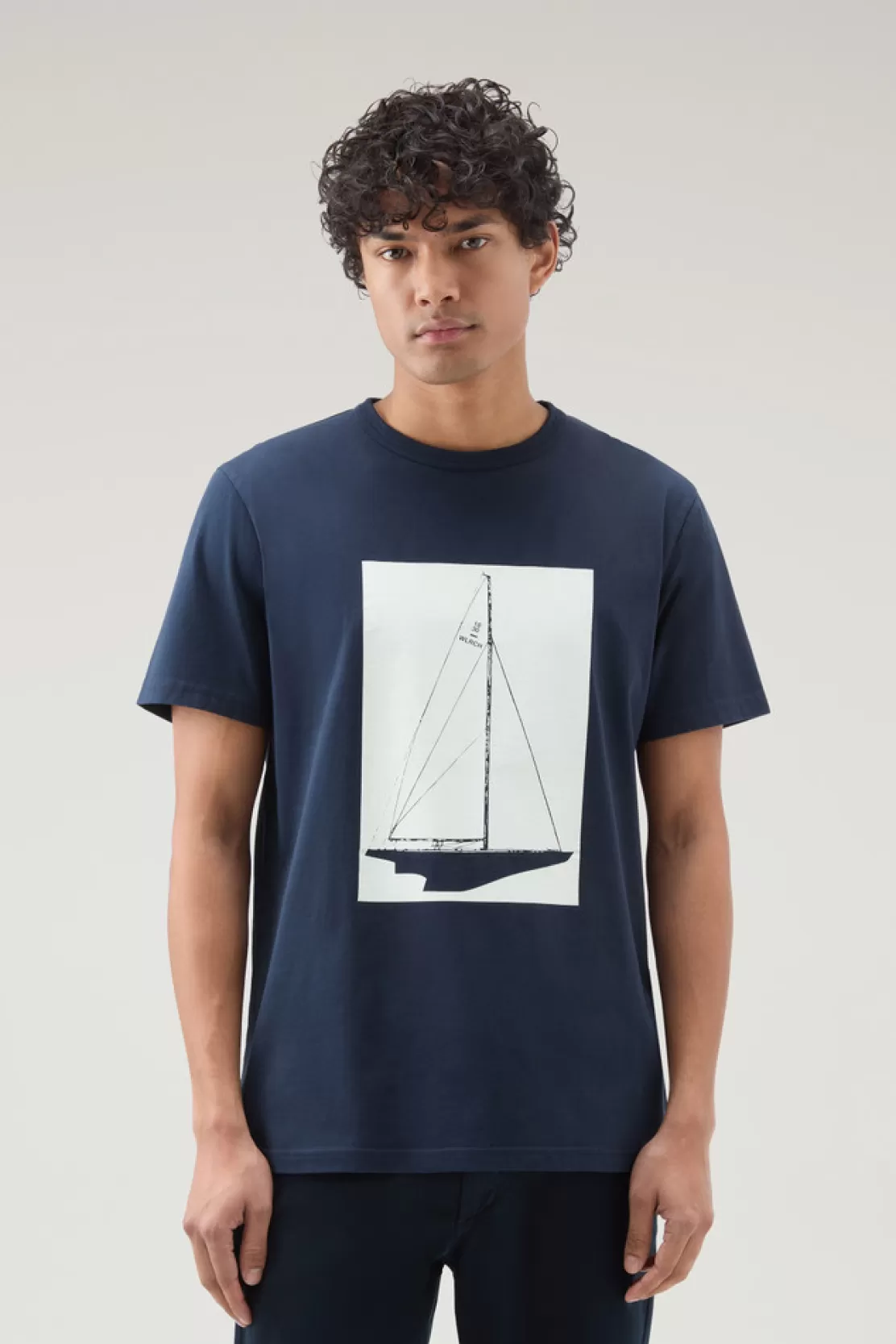 Woolrich T-Shirt Aus Reiner Baumwolle Mit Nautischem Print Melton Blue Best Sale