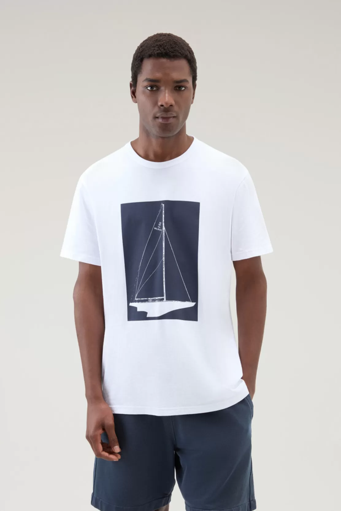 Woolrich T-Shirt Aus Reiner Baumwolle Mit Nautischem Print Bright White Shop