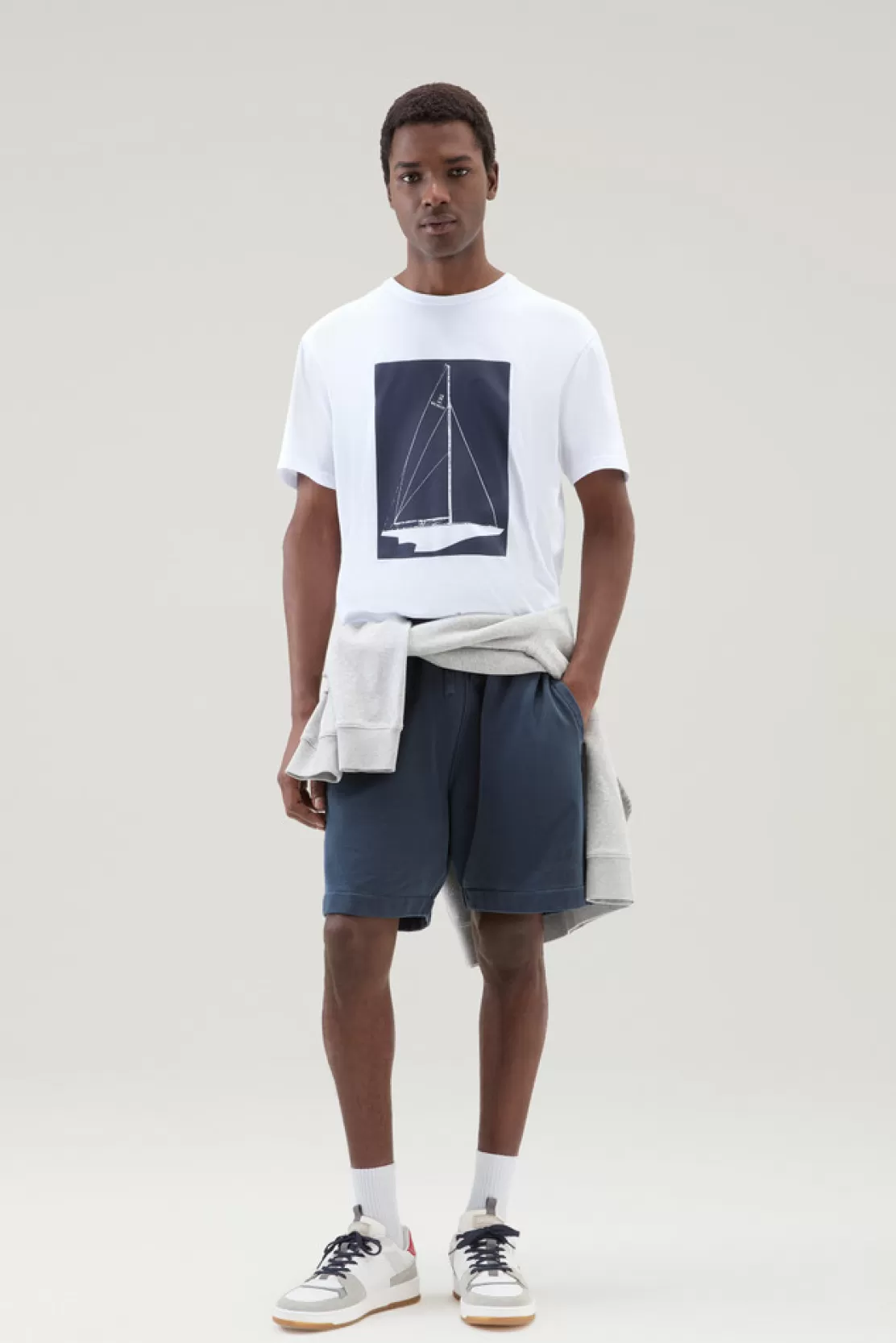 Woolrich T-Shirt Aus Reiner Baumwolle Mit Nautischem Print Bright White Shop