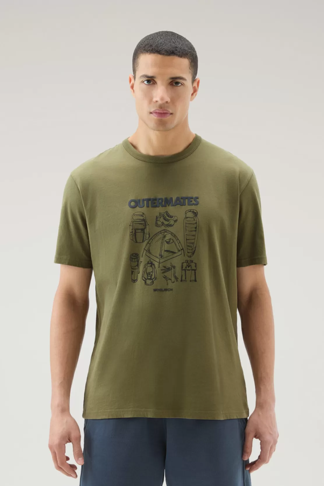 Woolrich T-Shirt Aus Reiner Baumwolle Mit Outermates-Print Lake Olive Shop