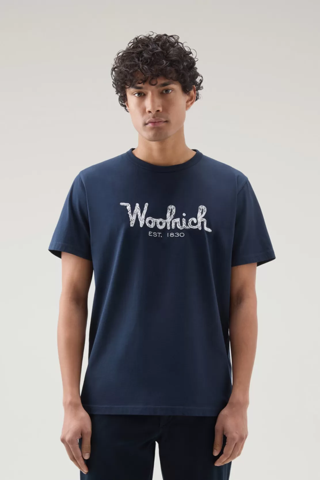 Woolrich T-Shirt Aus Reiner Baumwolle Mit Stickerei Melton Blue Best