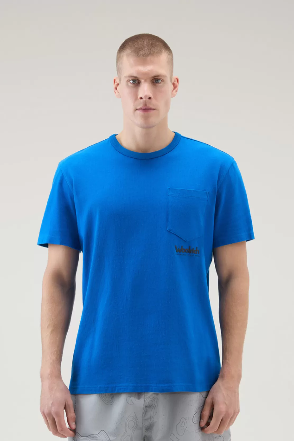 Woolrich T-Shirt Aus Reiner Baumwolle Mit Trail-Print Snorkel Blue Cheap