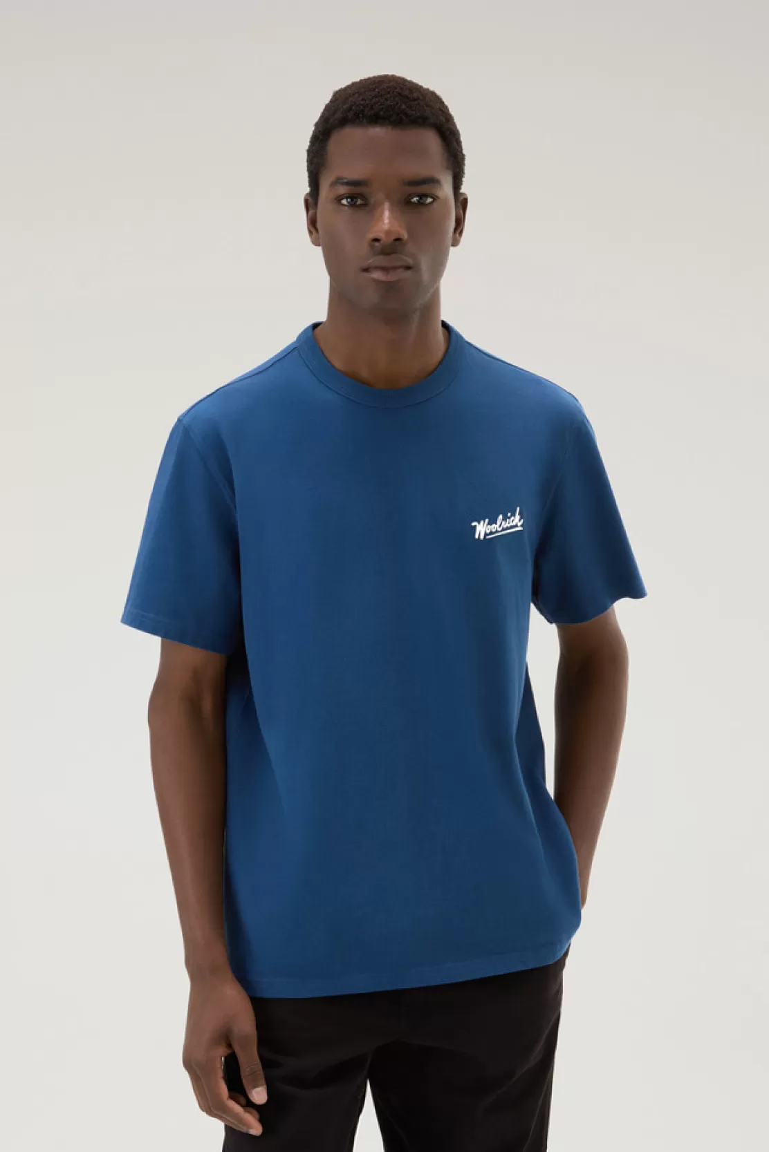 Woolrich T-Shirt Aus Reiner Baumwolle Mit Western-Grafik Auf Der Rückseite Blue Lobster Hot