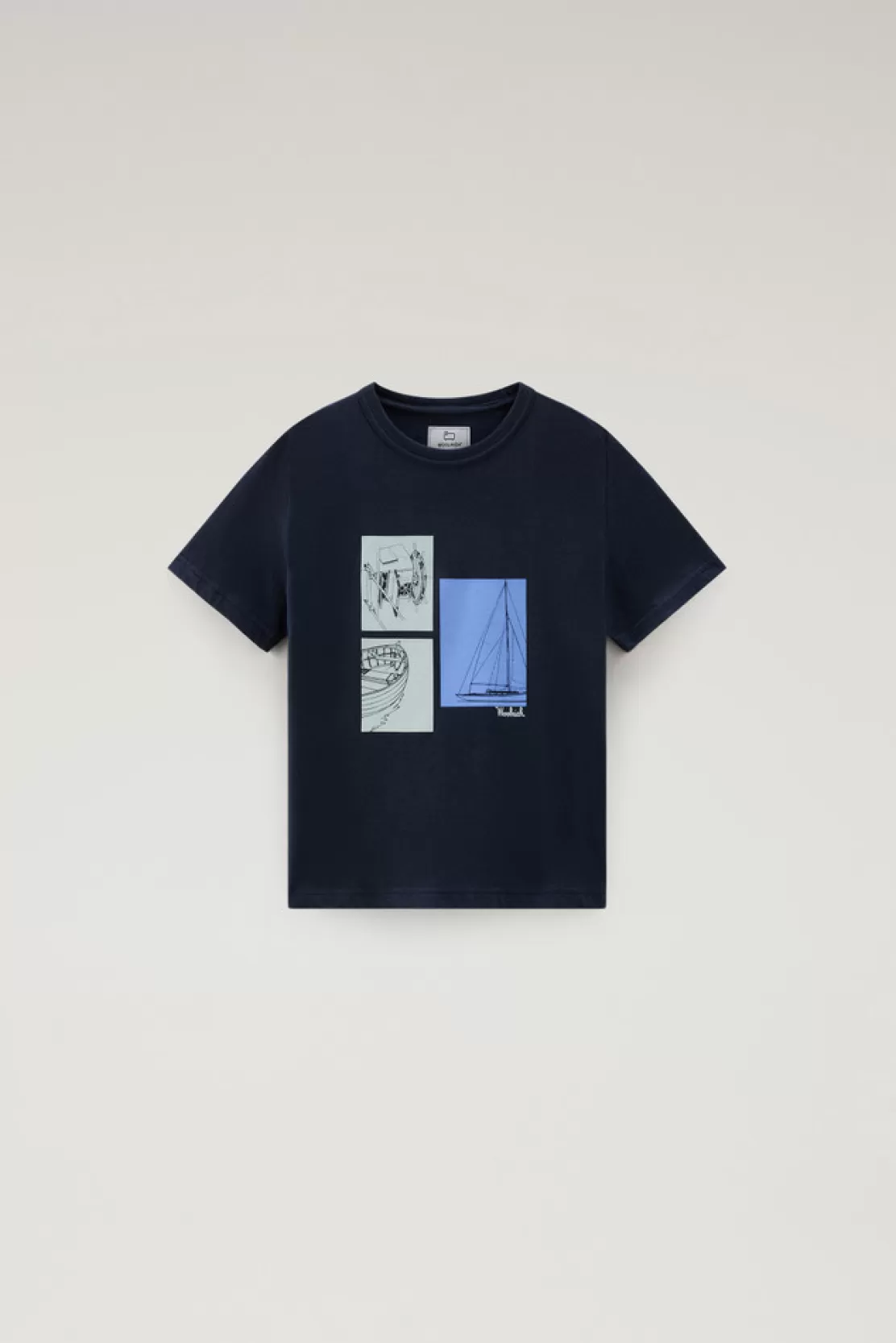 Woolrich T-Shirt Für Jungen Aus Reiner Baumwolle Mit Grafischem Print Melton Blue Store