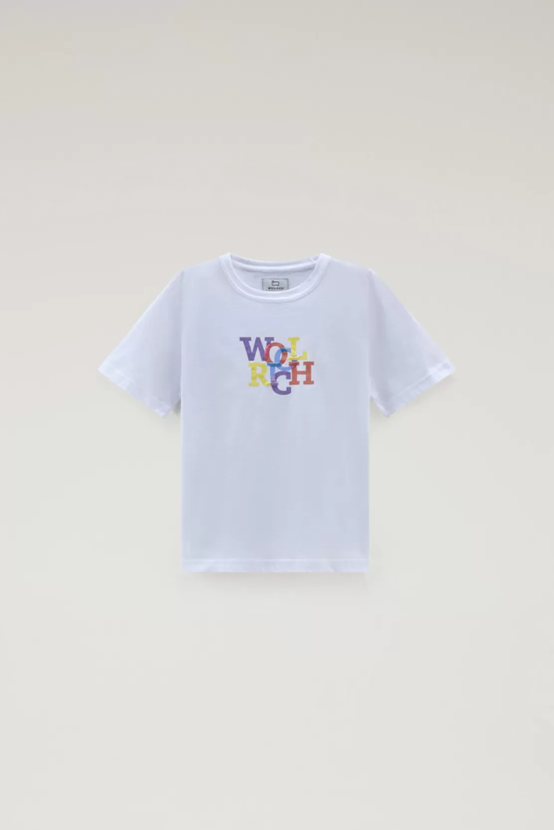 Woolrich T-Shirt Für Jungen Aus Reiner Baumwolle Mit Grafischem Print Bright White New