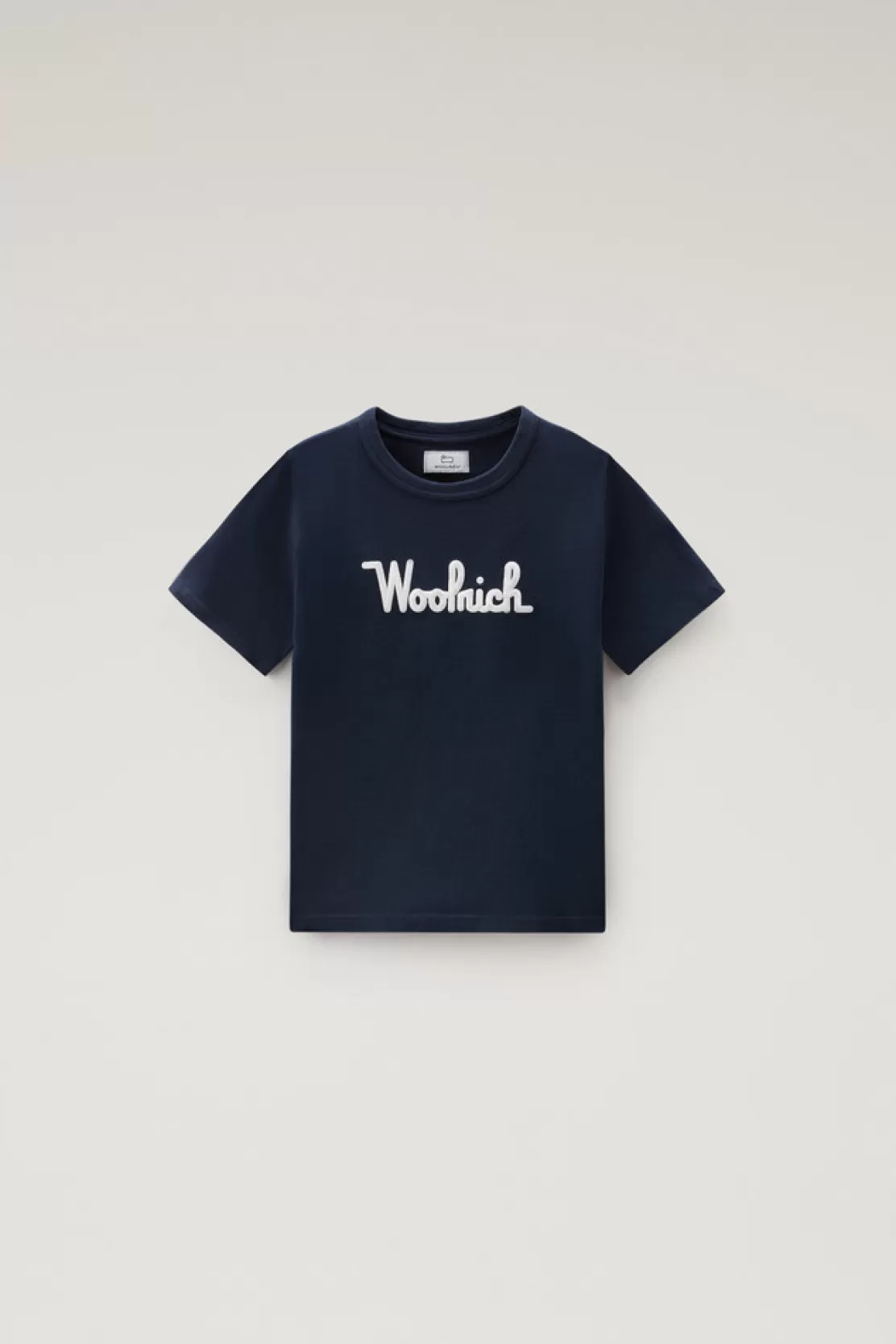 Woolrich T-Shirt Für Jungen Aus Reiner Baumwolle Mit Stickerei Melton Blue Clearance