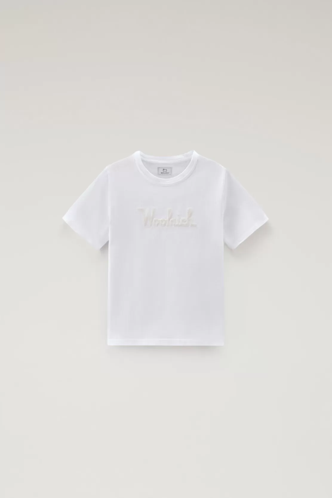 Woolrich T-Shirt Für Jungen Aus Reiner Baumwolle Mit Stickerei Bright White Shop