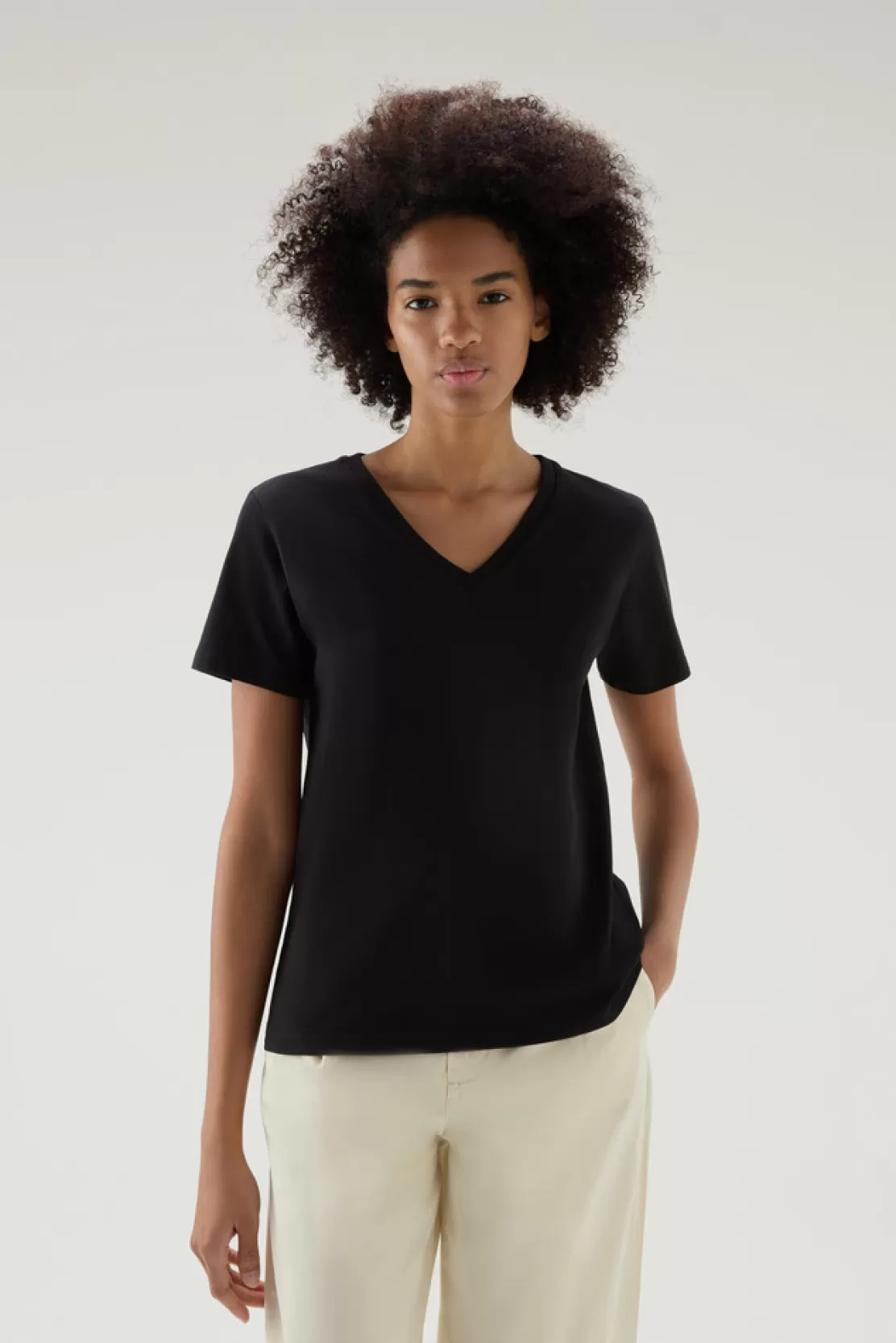 Woolrich T-shirt Mit V-Ausschnitt Aus Reiner Baumwolle Black Best