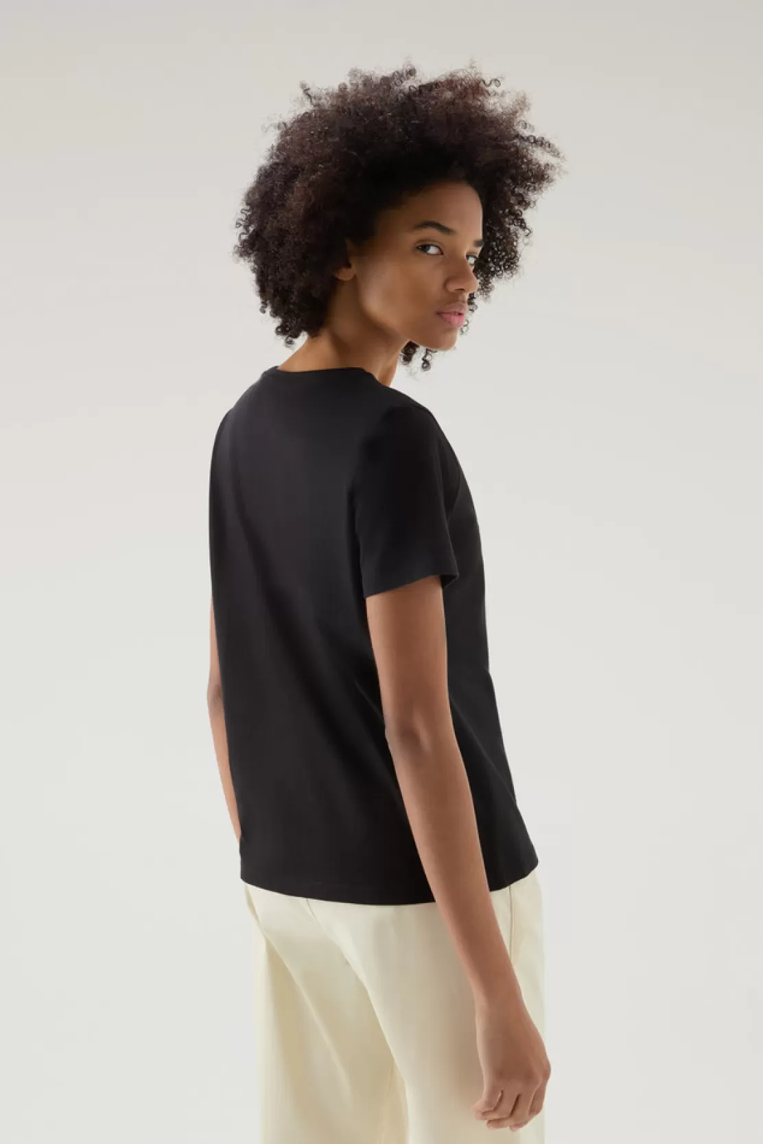 Woolrich T-shirt Mit V-Ausschnitt Aus Reiner Baumwolle Black Best