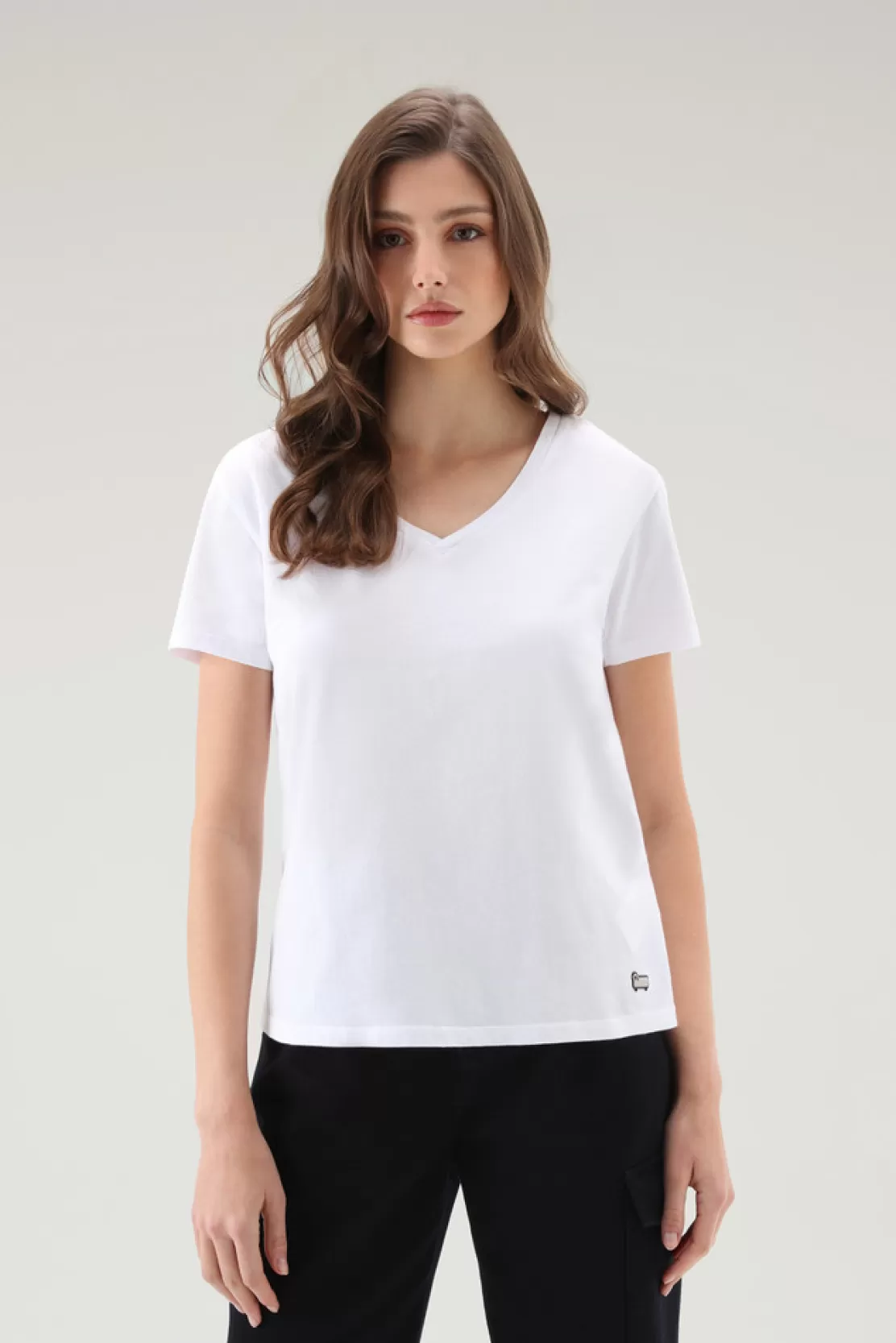 Woolrich T-shirt Mit V-Ausschnitt Aus Reiner Baumwolle Bright White Fashion