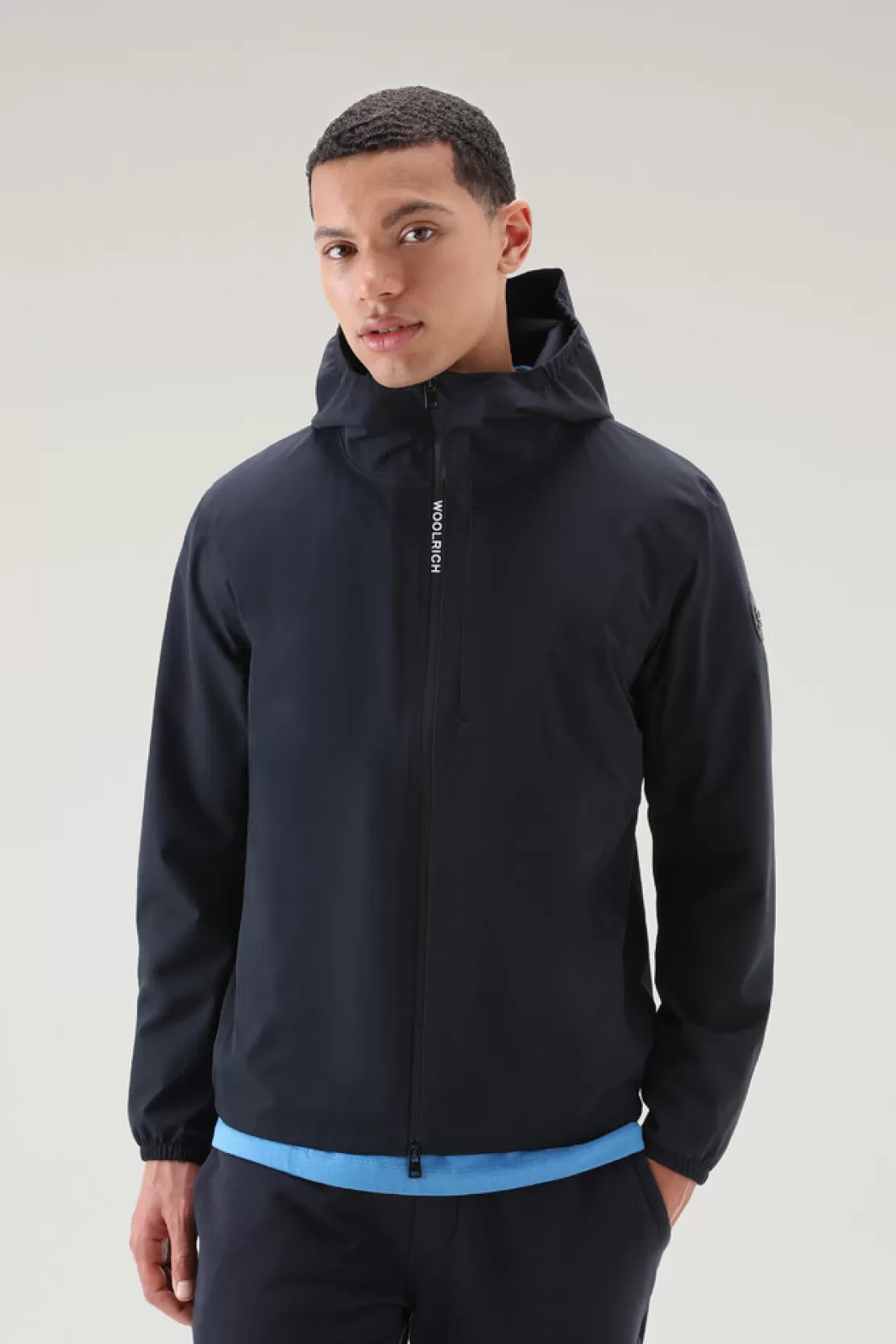 Woolrich Wasserdichte Pacific Kapuzenjacke Melton Blue Clearance