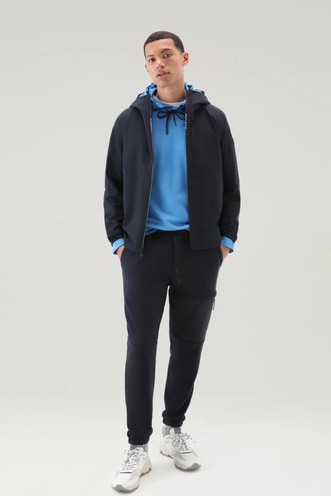 Woolrich Wasserdichte Pacific Kapuzenjacke Melton Blue Clearance