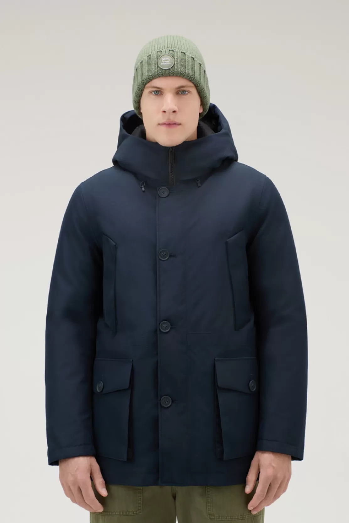 Woolrich Wasserdichter Mountain GORE-TEX Parka Mit Kapuze Melton Blue Best